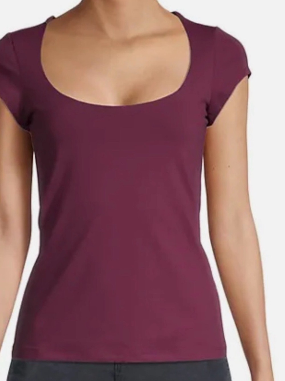 Intimately Free People "In Her Power" Duo Tee Plum Wine Scoop Neck Size Medium
